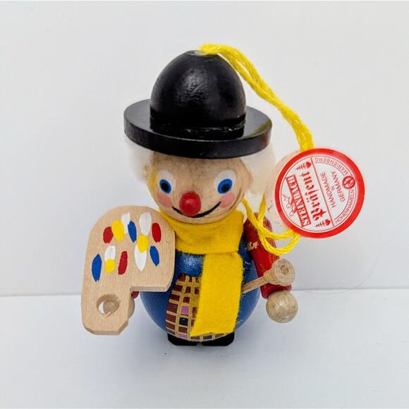 Vintage Steinbach Painter w/ Artist Palette Wooden German 3" Christmas Ornament - Picture 1 of 5